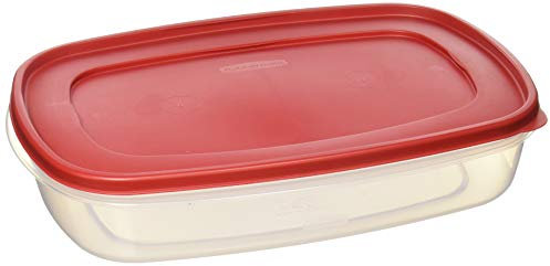Rubbermaid 7J76 687965439399 Plastic Easy Find Lid Food Storage Container, 1.5 Gal, 1777163 Set of 2, Clear