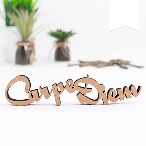 KLEINLAUT 3D-Schriftzug Carpe Diem in Größe: 25 x 5,6 cm - Dekobuchstaben - 32 Farben zur Wahl - Weiß