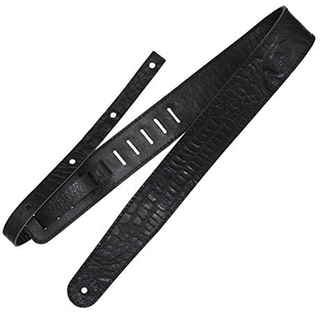 Richter Leder Raw II Contour Croco Black - Handgearbeiteter Gitarrengurt