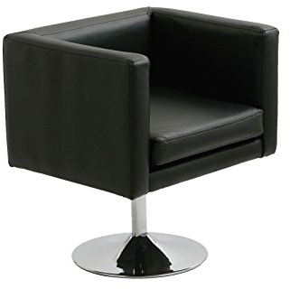 Premier Housewares 2401600 Fauteuil Bauhaus en Effet Cuir Noir et Base Rotatif Finition Chromée