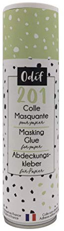 Odif - Colle Masquante pour Papier Fin 201 en Spray - Idéale pour Loisirs Créatifs, pour Travail sur Papier sans Déchirures ni Plis - Fabriqué en France, Sans Acide - Spray de 250 ml