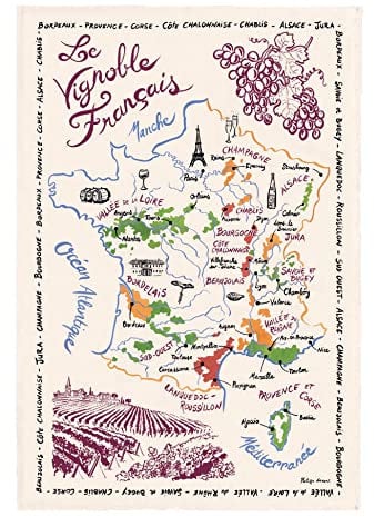 Geschirrtuch La Carte Des Vins de France Écru 72 X 48 ekrü 72 x 48 cm Winkler