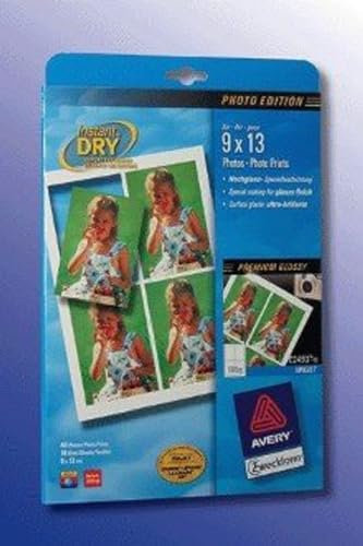Avery Zweckform, C2493-10, Fotopapier, 10 Blatt, Inkjet-Papier im Kleinbildformat; für Photo-Erstellung aus digitalen Daten, 9 x 13, 185g