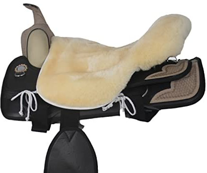 Engel Reitsport | Lammfell Sattelsitzbezug Sattelauflage SABEZ2-MED für Western Reitsattel ohne Hornausschnitt Horndurchlass med.