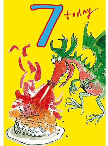 Woodmansterne Boy's Birthday Card - Age 7 - Quentin Blake - Dragon (2860)