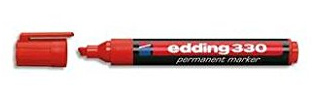 Edding Marker 6er Set edding 330 Permanent, Körper Kunststoff, Keilspitze – Farbe rot