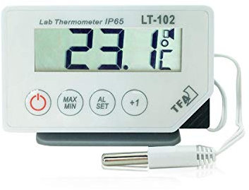 TFA Dostmann Thermomètre numérique LT-102, 30.1034, avec sonde de température à câble, étanche, IP65/HACCP/EN13485, idéal pour une utilisation professionnelle, blanc