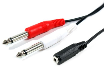 0.15m 3.5mm Stereo Socket to 2x 6.35mm ¼ Mono Plug Cable-Twin Patch Adapter Lead - Loops