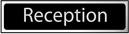 Reception Sign - Self-Adhesive PVC - Black and Chrome Effect - 200mm x 50mm