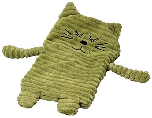 Inwolino Inware 4038904087861 8718 Peluche chauffante en forme de chat avec rembourrage amovible Vert 17 x 26 cm