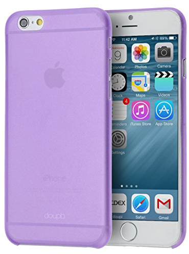 doupi UltraSlim Custodia per iPhone 6 / 6S (4,7 Pollici), Satinato fine Piuma Facile Mat Semi Trasparente Cover, Purple