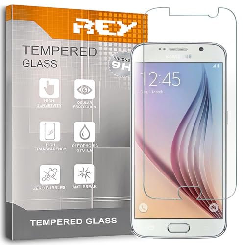 REY Bildschirmschutz aus gehärtetem Glas für Samsung Galaxy S6, Schutzfolie, Displayschutzfolie 9H+ Härte, Anti-Kratzen-Öl-Bläschen