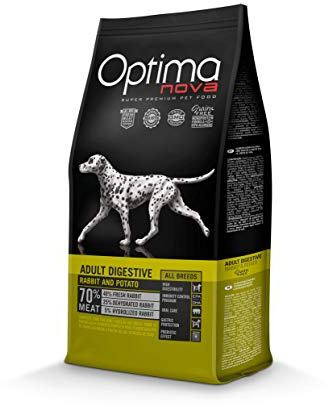 OPTIMANOVA Dog Digestive Kaninchen und Kartoffeln, 2 kg, für Erwachsene Hunde, ohne Getreide