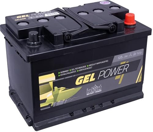 intAct GEL Versorgungsbatterie 12V 60Ah - speziell für Camping, Wohnmobil und Boote - auslaufsichere und wartungsfreie GEL-Batterie - Maße (LxBxH): 278x175x190mm, Pluspol rechts