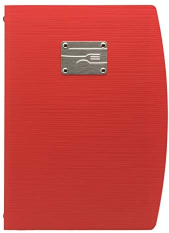 Securit Rio A4-Speisekarten-Mappe mit Gabel-Design und mit einem Doppeleinleger, Rot