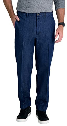 Haggar Herren Casual Classic Fit Denim Trouser Pant-Regular and Big & Tall Sizes Lssige Hose, Mittelblau, 36W / 34L