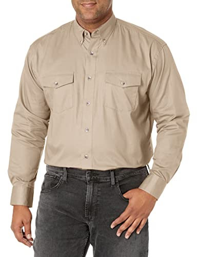 Wrangler Men's Painted Desert Two Pocket Long Sleeve Button Work Shirt SHIRT, Tan, M