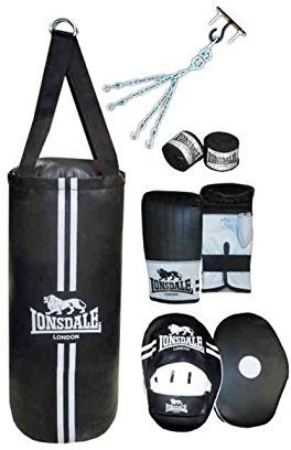 Lonsdale Contend Boxing set Punch Bag Gloves Hook Chain Martial Kit Accessories