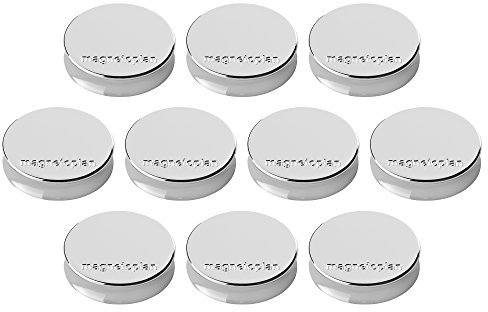 magnetoplan Ergo-Magnete, Medium | ØxH 30x8mm | 10 Stück, Silber | Starke Haftkraft von 0,7 kg | Für Kühlschrank, Whiteboard, Magnettafel