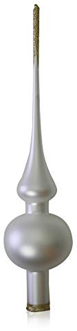 Lauschaer Glas Christbaumschmuck Spitze weiß matt d 6cm Christbaumschmuck Weihnachtsbaumschmuck mundgeblasen