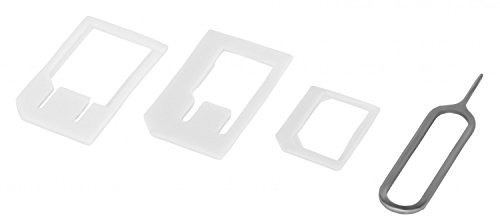 Adattatore 4 in 1 per Nano e Micro Sim, Set Completo con graffetta per Estrazione Sim, Adattatore Nano a Micro a Standard e Adattatore Micro a Standard