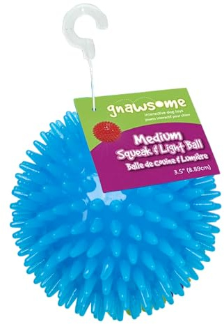 Gnawsome™ 3.5” Spiky Squeak & Light Ball Dog Toy - Medium, Cleans Teeth and Promotes Good Dental and Gum Health for Your Pet, Colors will vary, 3.5