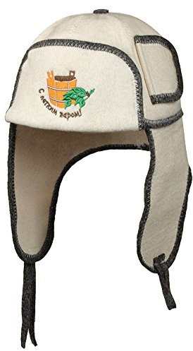 Saunahut mit Stickerei (S legkim parom) Ushanka Filzkappe Saunamütze für Sauna