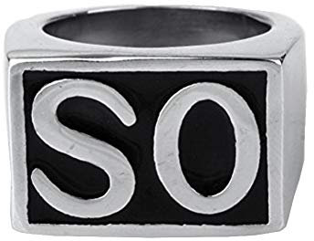 HIJONES Schmuck Herren Edelstahl Biker Ringe, SO, Weinlese, Silber und Schwarz, Größe 62 (19.7)