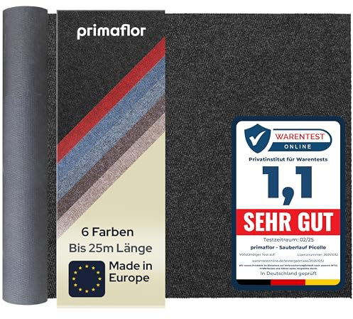 Primaflor Sauberlauf PICOLLO Anthrazit 1,00m x 5,00m, Rutschfester Schmutzfangläufer Meterware, Robuster Küchenläufer nach Maß, Zuschneidbarer Teppichläufer, Eingangsmatte für Flur und Windfang