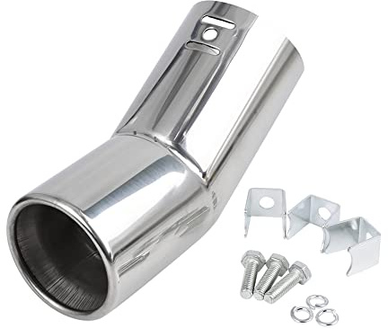 sourcing map 60mm Chrom Gebogene Auspuff Endrohr Spitze Für Auto | 60mm Einlass, Passend Für Auspuffrohr Außendurchmesser <63mm, 3 Schraubenverschluss, Einfache Installation