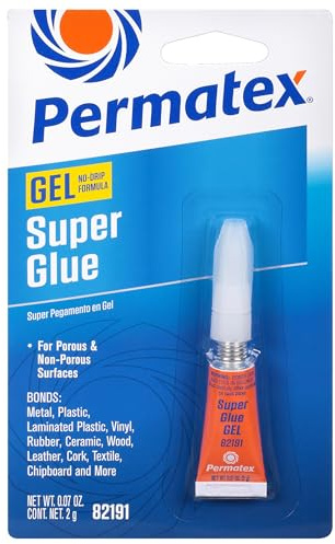 Permatex 82191 Super Glue Gel, Non Drip Formula, Strong long lasting transparent bond, Fast acting 1 x 2g