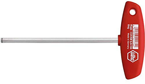 Wiha Stiftschlüssel mit Quergriff Sechskant Klemmringfunktion MagicRing® für das Halten von Schrauben ohne Magnet glanzvernickelt (22172) 5 x 150 mm