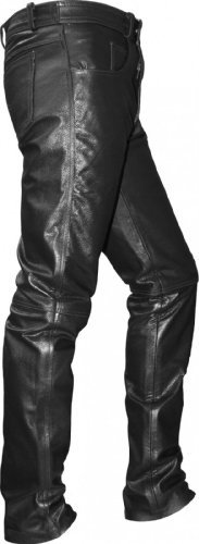 German Wear Lederhose lederjeans bikerjeans Jeans Hose aus Büffelleder Schwarz, Größe:58
