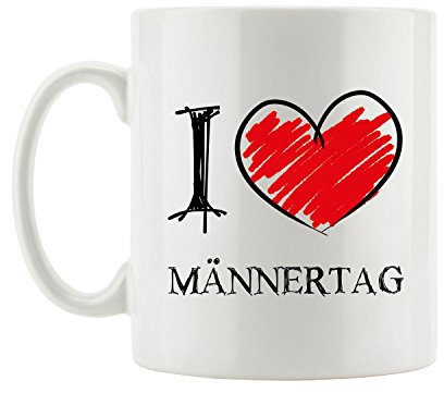 Pixxprint I Love Männertag Fun Tasse, ca. 300ml Fassungsvermögen, Keramik Weiß, Spülmaschinenfest