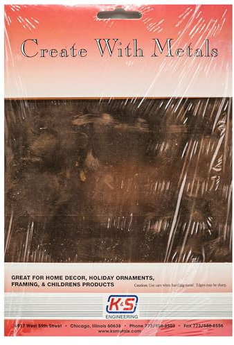 K&S Precision Metals 6535 - Hoja de cobre (0,04 cm de grosor x 22,8 cm de ancho x 30,5 cm de largo, calibre 26, 1 unidad por coche)