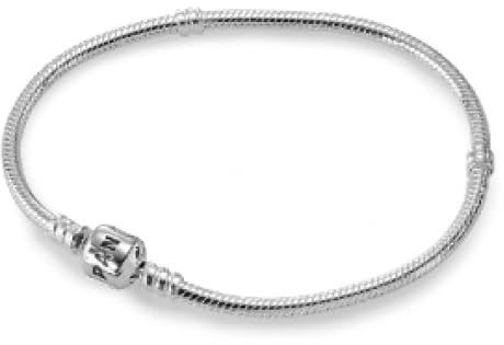 PANDORA Moments Schlangen-Gliederarmband mit Zylinderverschluss aus Sterling-Silber, kompatibel mit Charms und Anhängern aus der Moments Kollektion, Größe: 23cm