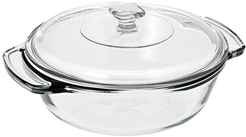 Anchor Hocking Basics Round Casserole with Lid, 1.5 Litre Tempered Glass