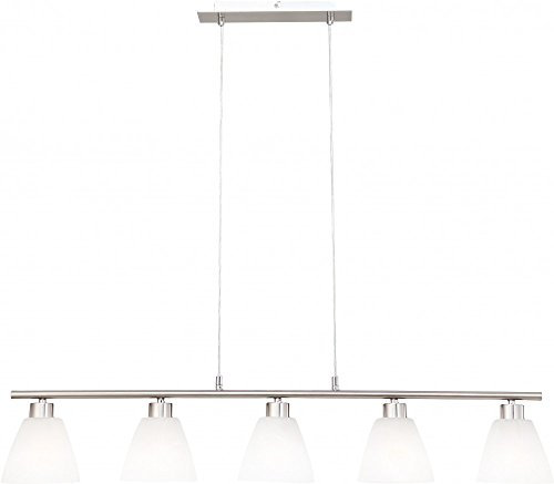 Globo Zeitlose Hängeleuchte Nickel matt Alabaster Optik weiß ILLIMANI 68615-5