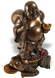 lachineuse - Feng Shui lachende Buddha-Statue - 13 cm bronzefarben - Zen und Glücksdekoration - Chinesisches Dekoobjekt für den Innenbereich - Geschenkidee China Asien Viel Glück