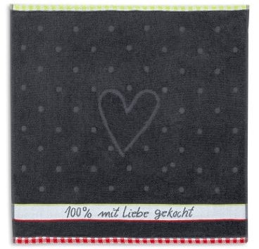 KRACHT, Geschirrtuch Frottier, 100% Liebe, 50/50 cm, 100% Baumwolle