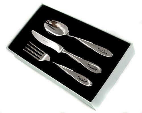 Personalised Rivelin 3 Piece Childrens Cutlery Set by Arthur Price, Engraved With Any Name - Enter Your Own Custom Text