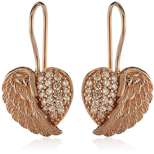 Engelsrufer Damen-Ohrhänger Herz Flügel 925 Silber teilvergoldet Zirkonia rosa - ERE-HEARTWING-ZI-R