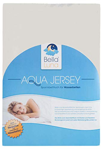 Premium Spannbettlaken mit Gummizug für Wasserbetten Boxspringbetten Übergröße Jersey Matratzenbezug Bettbezug Baumwolle Elastan Laken Wasserbettbezug 140-160 x 200-220 cm - Schnee