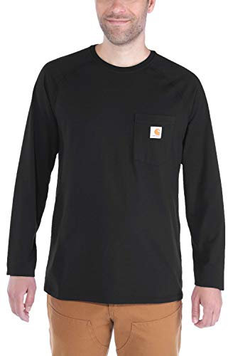Carhartt Men's Carhartt Force® Cotton Delmont Long-sleeve T-shirt athletic shirts, Black, XL UK
