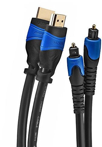 deleyCON 1x 2m Cable HDMI + 1x 2m Cable Toslink Como un Set - Cable de Audio Óptico Digital - UHD 4K HDR 3D 1080p 2160p ARC