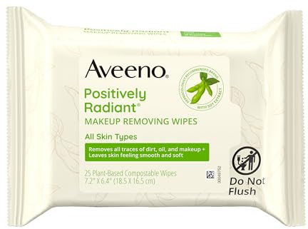Aveeno Positively Radiant Makeup Removing Wipes, 25 Count
