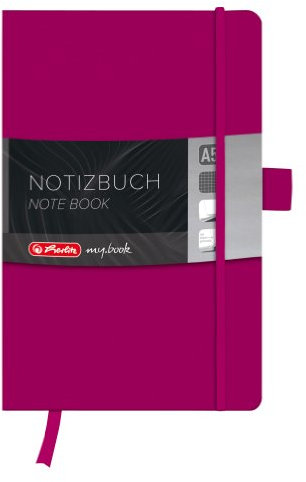 Herlitz 11369071 Notizbuch my.book Classic A5, 96 Blatt, kariert, berry