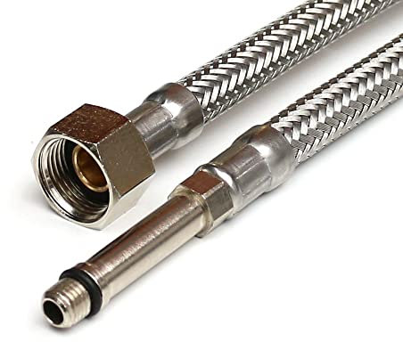 Panzerschlauch 3/8ÜM x AG M8x1 lang, Flexschlauch DN6 für Sanitär mit Trinkwasserzulassung, 20cm-2m