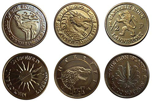 Game of Thrones Coin Set Half-Pennies of 6 Houses SPMI Replicas
