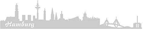 skyline4u Aufkleber Hamburg Skyline viele Farben in 8 Größen und 25 Farben (20x4cm Silber)